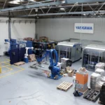 a warehouse with a nano-heater on the very left of the image.