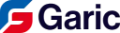 the Garic logo, which is the word in a fully black font 'Garic' with a capital 'G', with a capital 'G' to the left of it which is half blue half red and it split down the middle from the bottom left.