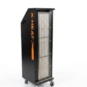 A Portable Infrared Heater on a White Background, It Isn't turned on.