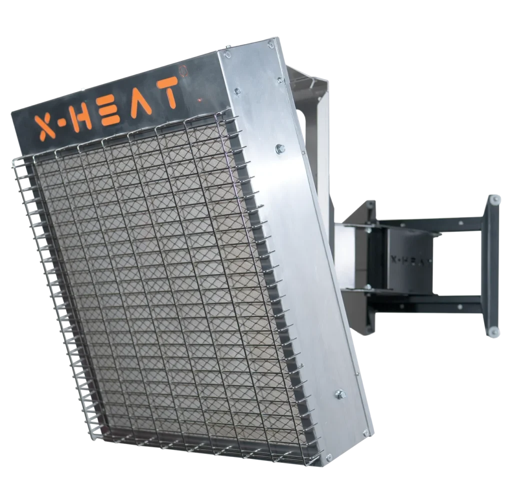 a wall mounted heater that is on a transparent background. The heater is not on.